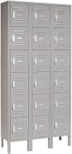 Global Industrial Six Tier Locker, 12x18x12, 18 Door, Unassembled, Gray