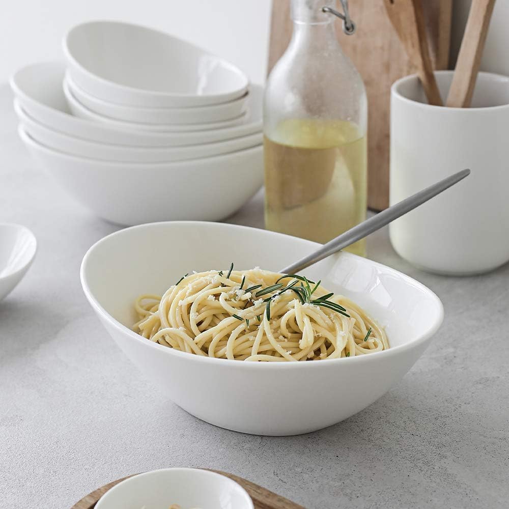 DOWAN Serving Bowls, 35 Ounce Porcelain, Oval Soft White