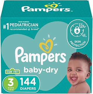 Diapers Size 3, 144 Count - Pampers Baby Dry Disposable Baby Diapers, Giant Pack