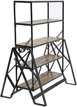 HUBERT Display Shelf 3-in-1 Industrial Black Iron Convertible Shelf - 44" W x 30" D x 55" H