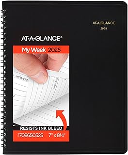 AT-A-GLANCE 2026 Appointment Book Planner, Weekly & Hourly, 7" x 8-3/4", Medium, Black (708650525)