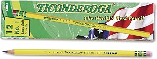 Ticonderoga Wood-Cased Pencils, 1 B Extra Soft, Yellow, 12 Count