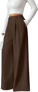 Women's High Waist Linen-Like Wide Leg Culottes Beige Casual Work Pants