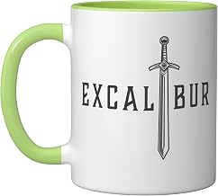 Excalibur The Legendary Sword in the Stone of King Arthur Ceramic Mug, Light Green/White, 11oz