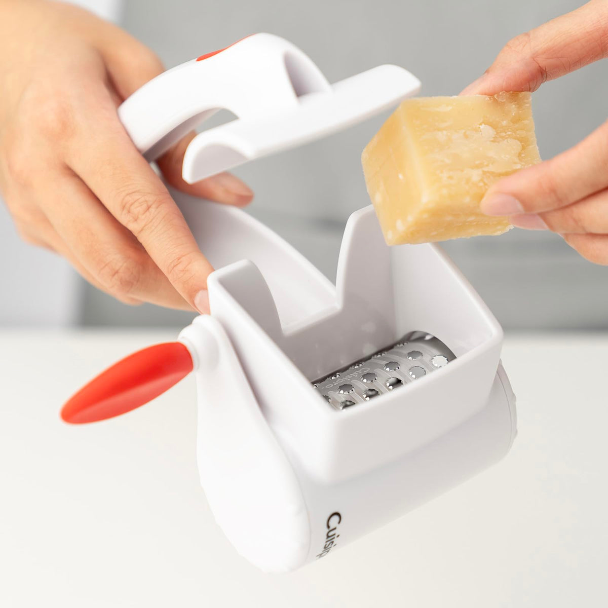 SGT Rotary Dual Grater by Cuisipro – Medium, Stainless Steel, White, Model 1612