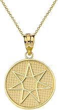Solid 14k Gold Septagram 7 Pointed Fairy Star Heptagram Amulet Pendant Necklace, 18"
