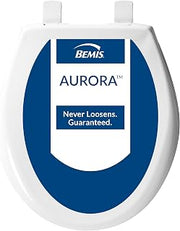 Bemis Aurora Slow Close Toilet Seat, Easy Clean Hinges and Adjustable Perfect Fit Plastic Seat, Made in USA, Round, White