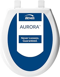 Bemis Aurora Slow Close Toilet Seat, Easy Clean Hinges and Adjustable Perfect Fit Plastic Seat, Made in USA, Round, White