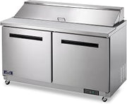 Arctic Air AST60R 61-1/4" Two Door Refrigerated Sandwich/Salad Prep Table With Refrigerated Base, 15.5 Cubic Feet, 115v
