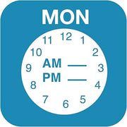 DayMark Safety Systems ToughMark IT1145311 Repositionable Clock Label, MON, .75" x .75" Blue, Roll of 2000