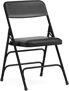 Flash Furniture Hercules Metal Folding Chair, Black | Triple Braced, Double-Hinged, Vinyl Upholstery