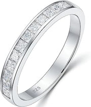 Princess Wedding Bands for Women Channel Half Eternity