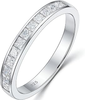 Princess Wedding Bands for Women Channel Half Eternity