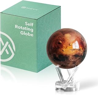 MOVA Self Rotating Globe, Mars Classic (4.5") | solar powered globe, no batteries or cords, gift for astronomy lovers, premium kinetic display, space desk decor