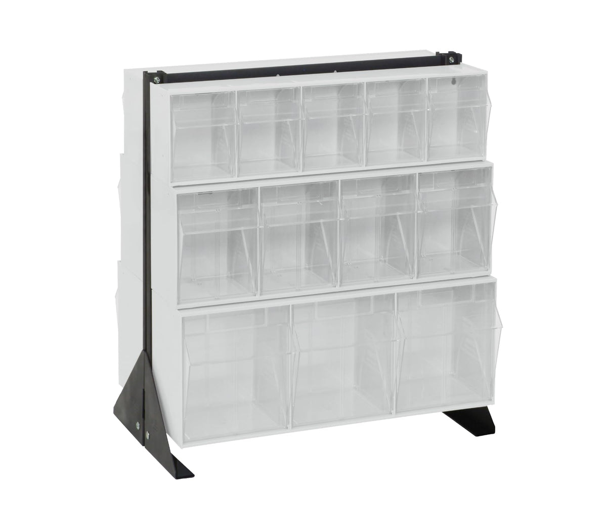 QUANTUM STORAGE SYSTEMS 28" H x 24" W x 21" D / 24 Drawers Tip Out Bin Stand White / White Standing Shelf Units