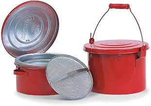 Eagle B-604 Bench Galvanized Steel Safety Can, 4 Quart Capacity, Red