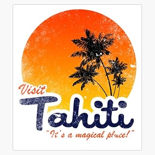 V is i t T a h iti Bumper Sticker Window Water Bottle Decal 5""