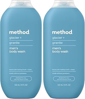 Method Men Body Wash, Glacier and Granite, Paraben and Phthalate Free, Quick-Lathering Cleansers, Cruelty Free, 18 oz (Pack of 2)