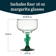 Libbey Cactus Stemed 4 / 4 Count (Pack of 1) / Cactus Margarita Glasses