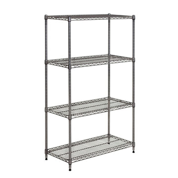 Shelving Unit with 4 Shelves Flint Wire - 30" L x 14" W x 48" H by HUBERT – Alloy Steel, Flint, Model 14308-F