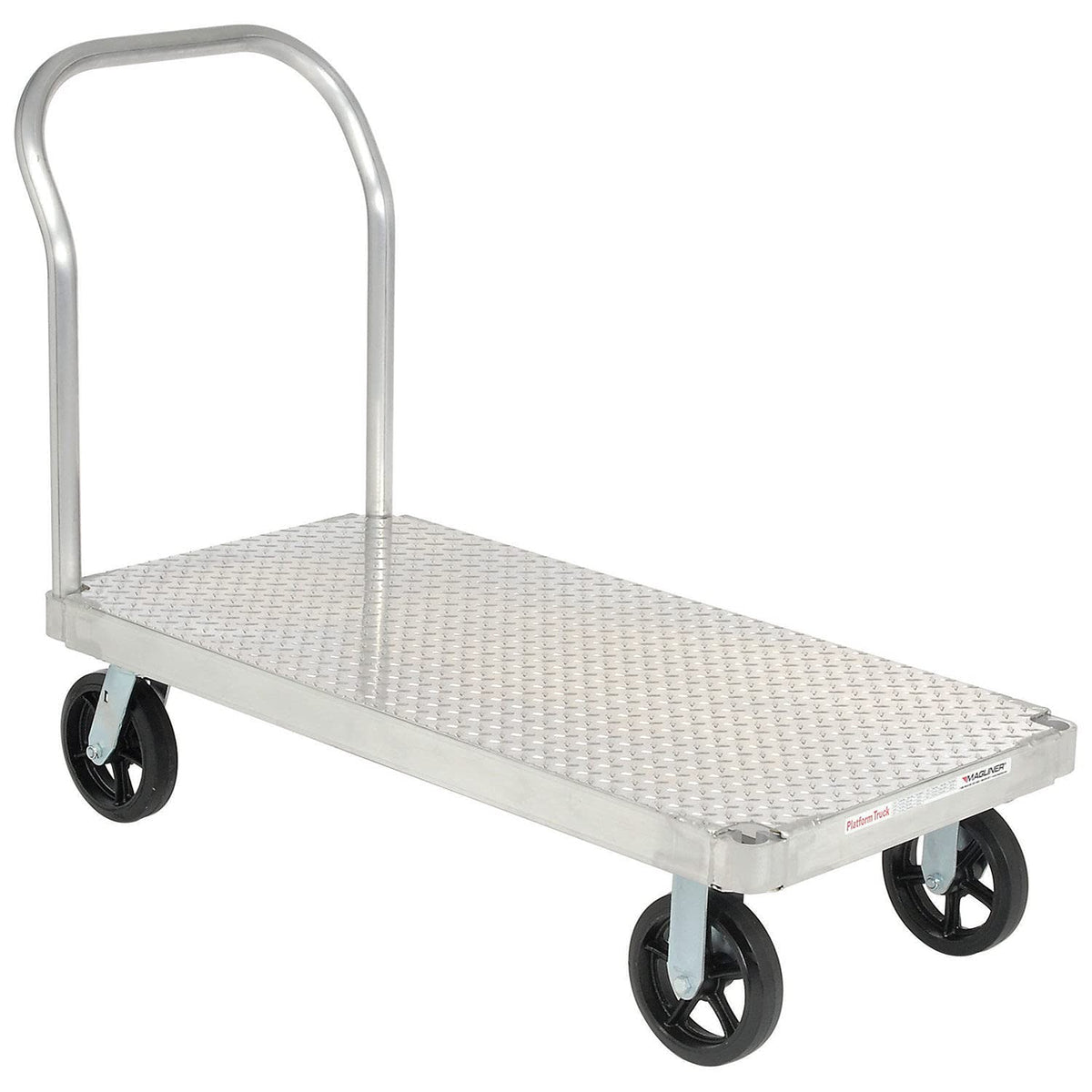 Platform Truck with Diamond Deck by Magliner – 29"L x 30"W x 9.45"H, Aluminum, Gray, Model 585470T