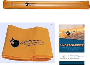 The Original HydraBarrier Standard Flood Barrier by Watershed Innovations – 6 Foot Length, 7.5 gallons, 20 mil Industrial Strength Vinyl, Orange, Pack of 4
