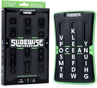 Educational Insights Slidewise - Word Games and Brain Teaser Puzzles for Kids 8-12, Kids Slide Puzzle Game, Travel Size Handheld Puzzle, Single Player Brain Teasers for Adults, Teens, and Children