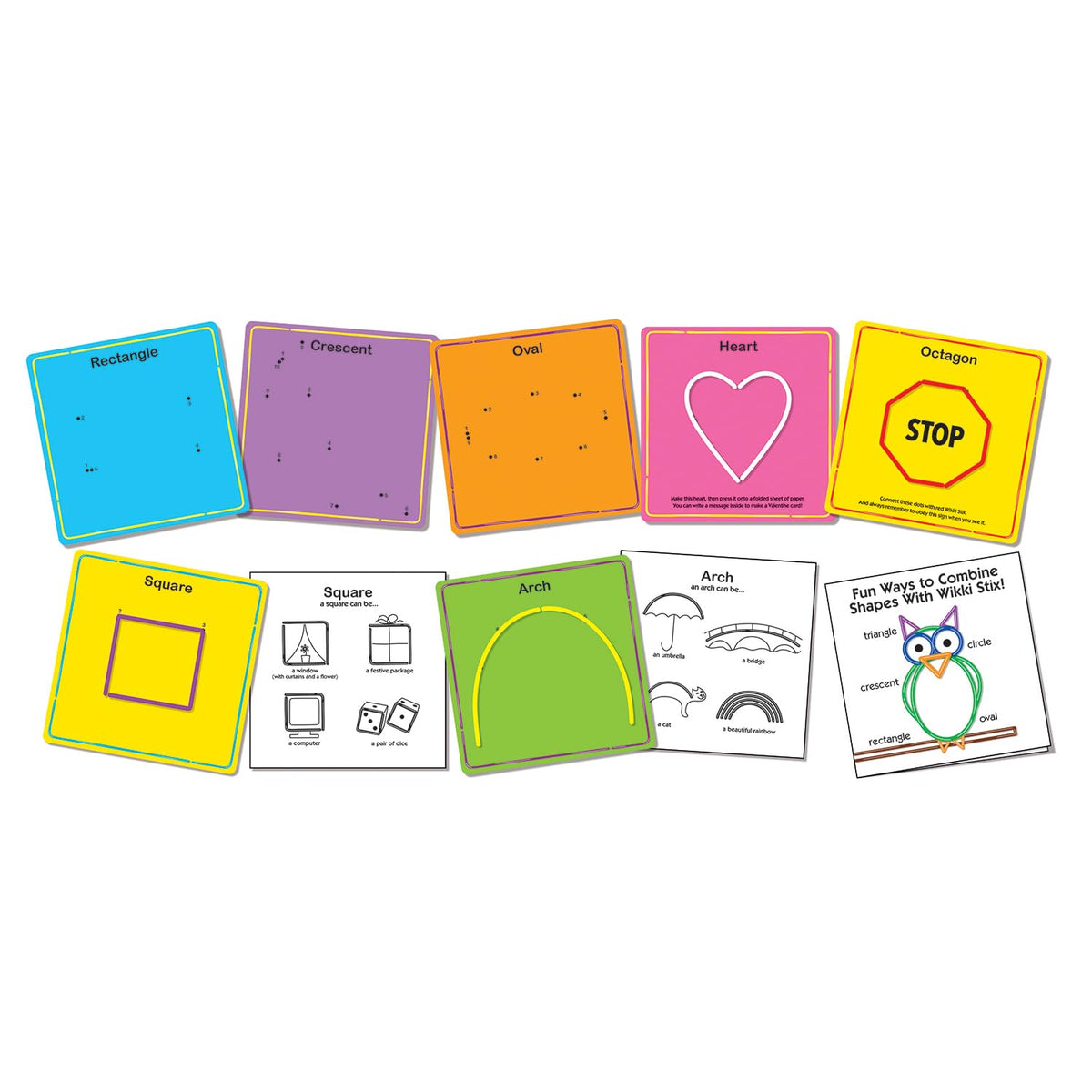 Basic Shapes Cards Kit by Wikki Stix – 7 Inches (Cards Only), Wax, Multi, Model WKX705
