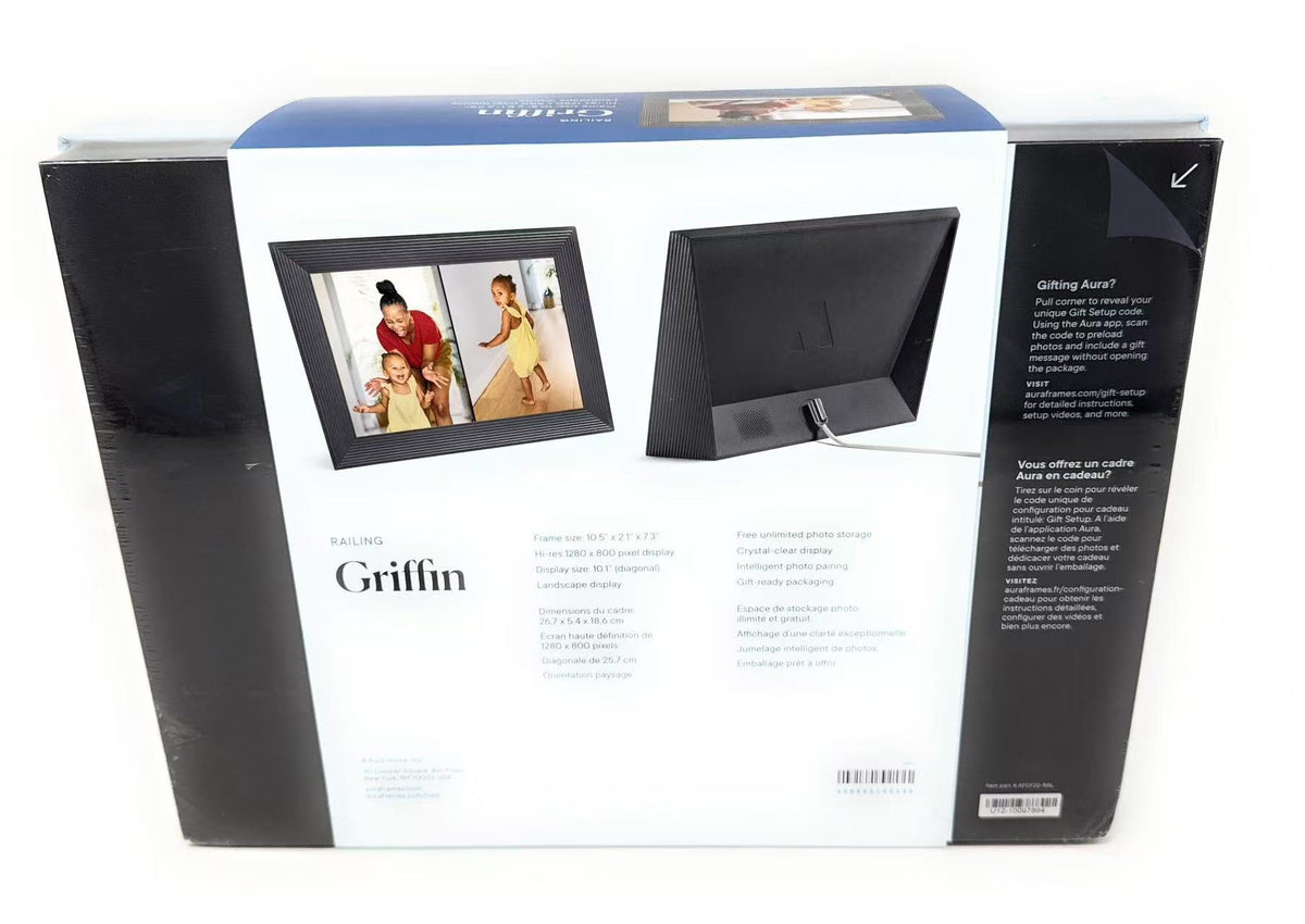 Griffin by 10.1" Digital Frame with Wi-Fi by AURA – 10.1", Plastic, White (Limestone), Model AFCF22-LIM