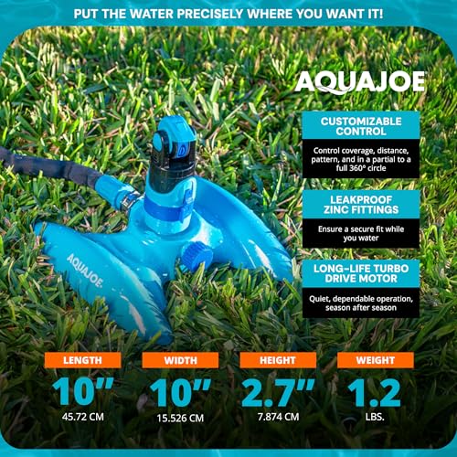 Aqua Joe No Size / w/ Lie-Flat Metal Base for Any Landscape / 4-Pattern Sprinklers