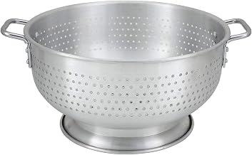 Winco Aluminum Colander with Base, 16-Quart, Medium | Foodservice, Great for Draining Pasta, Rinsing Produce, Straining and Kitchen Prep