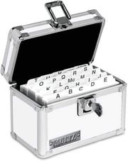 Locking Index Card File by Vaultz – 3 X 5 Inch, 350 pages, Steel, White, Model VZ00174