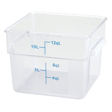 12 qt Clear Square Plastic Storage Container by Winco – 12 Quart, Polycarbonate (PC), Clear, Model PCSC-12C