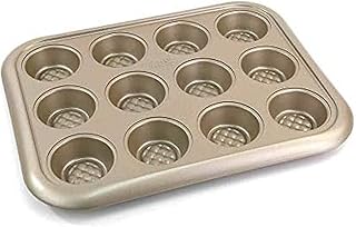 Chicago Metallic 5228794 Arch Textured Non-Stick 12-Cup Cupcake/Muffin Baking Pan, Champagne