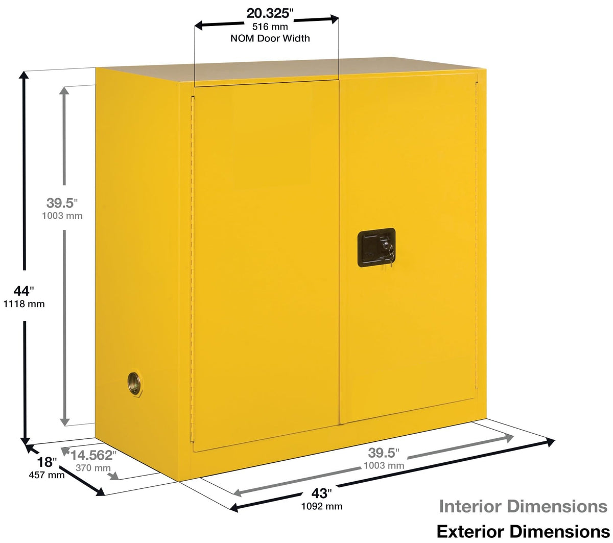 Justrite Red / 40 Gallon / Self-Close Cabinets