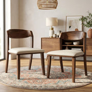 Abigail IV Rich Walnut Dining Chair Set of by Starlight Canyon Home – Solid Rubberwood, Solid Wood, Fabric, Brown, Pack of 2