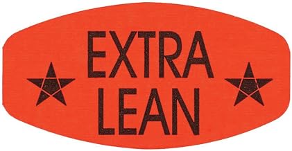 Extra Lean Labels Fluorescent Red Grabber Grocery Store Labels Black Imprint - 1 3/8" L x 7/8" H 1000 Per Roll