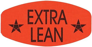 Extra Lean Labels Fluorescent Red Grabber Grocery Store Labels Black Imprint - 1 3/8" L x 7/8" H 1000 Per Roll