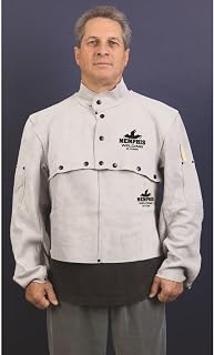 MCR Safety 38100MWXL Memphis Split Cow Leather Welding Cape Sleeve with Open Back, Gray, X-Large