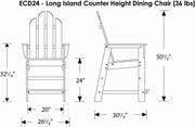Long Island Counter Chair by Polywood – Plastic, Tangerine, Model ECD24TA