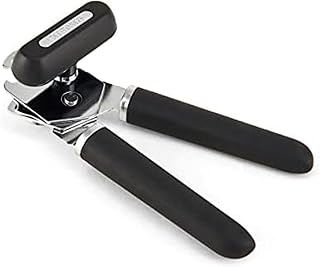 Farberware Pro Can Opener Manual with Soft Grip Knob and Handle, Sharp Carbon Steel Blade, Built-In Bottle Opener, Ergonomic Kitchen Tool, Black