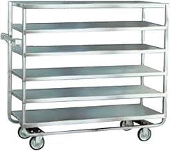 Stainless Steel Heavy Duty 6 Shelves Banquet Cart - All Shelf Edges Down, 21 1/2 x 54 1/2 x 54 5/8 inch - 1 each.