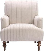 Furnifact Brown Armchair with Hardwood Frame, Polyester Fabric, Stylish Striped Design, Comfortable Seat, Durable Construction for Living Room, Lounge