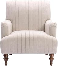 Furnifact Brown Armchair with Hardwood Frame, Polyester Fabric, Stylish Striped Design, Comfortable Seat, Durable Construction for Living Room, Lounge