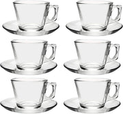 12-Piece Vela Cups With Saucers Set by Pasabahce – 3.35 inches (W) x 2.56 inches (H), 6 cups, Glass, Clear, Model PS97302