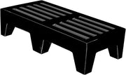 Winholt DPLSQ-4-1222-BK Dunnage Rack, 1-Tier, Perforated, 22" W x 48" L x 12" H, 2,200 lb Capacity, Solid One-Piece Plastic, Black, Heavy-Duty Storage for Commercial Use