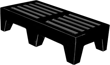 Winholt DPLSQ-4-1222-BK Dunnage Rack, 1-Tier, Perforated, 22" W x 48" L x 12" H, 2,200 lb Capacity, Solid One-Piece Plastic, Black, Heavy-Duty Storage for Commercial Use