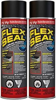 Flex Seal Stop Leaks Fast! Rubberized Waterproof Coating Spray, Ideal for Roofs, Holes, Cracks, DIY Projects, Automotive Fixes, Indoor & Outdoor Repairs, and More – Black, 14 oz. (397 g) – 2 Pack