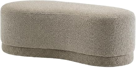 Beige Upholstered Ottoman Bench, Outdoor Living, Stylish, Comfortable, Patio Or Garden, Durable Fabric, Sturdy Construction