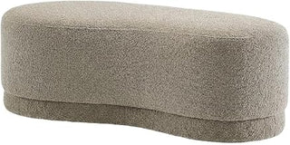 Beige Upholstered Ottoman Bench, Outdoor Living, Stylish, Comfortable, Patio Or Garden, Durable Fabric, Sturdy Construction
